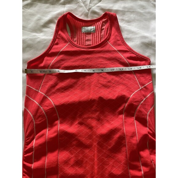Athleta Finish Fast Line Tank Size XS Coral Orange Racerback Top T Shirt Ruched - Picture 8 of 9